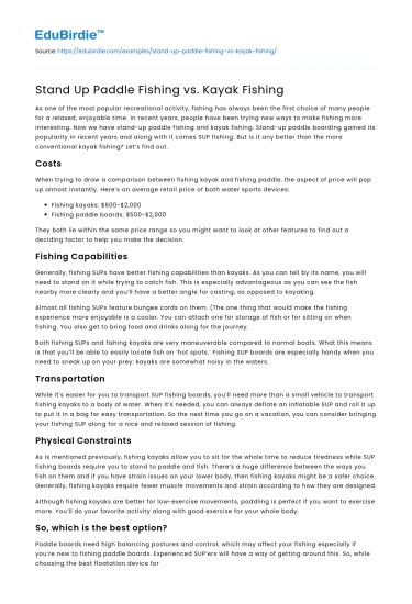 Stand Up Paddle Fishing vs. Kayak Fishing