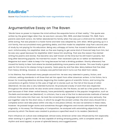 Argumentative Essay on The Raven