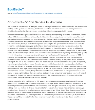 Constraints Of Civil Service In Malaysia