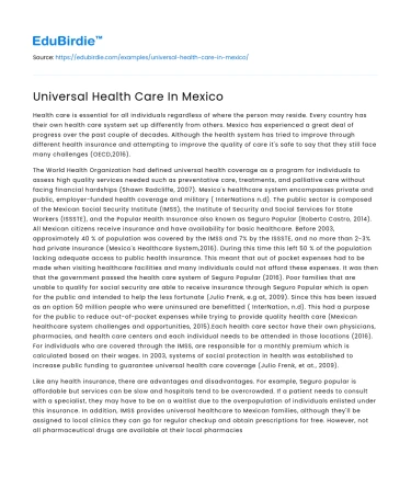 Universal Health Care In Mexico