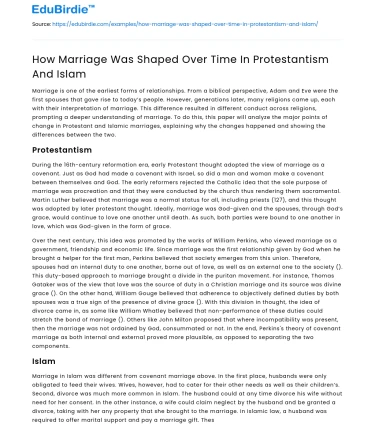 How Marriage Was Shaped Over Time In Protestantism And Islam