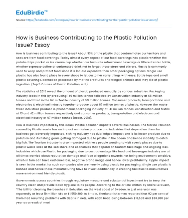 How is Business Contributing to the Plastic Pollution Issue? Essay