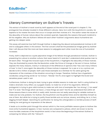Literary Commentary on Gulliver’s Travels