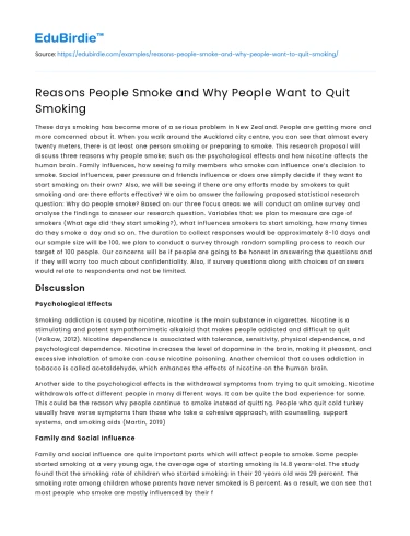 Reasons People Smoke and Why People Want to Quit Smoking