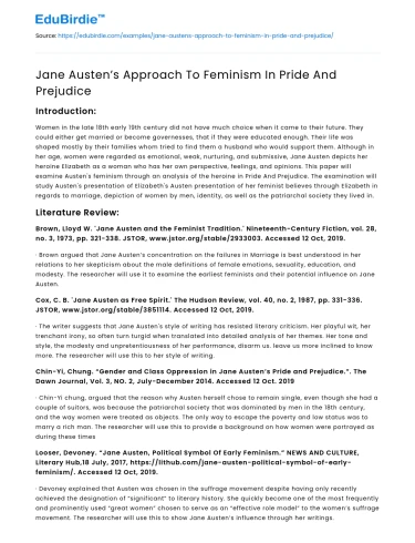 Jane Austen’s Approach To Feminism In Pride And Prejudice