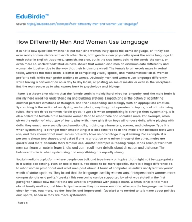 How Differently Men And Women Use Language