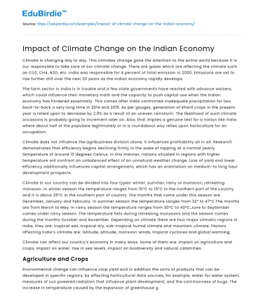 Impact of Climate Change on the Indian Economy