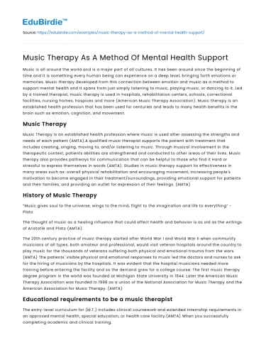 Music Therapy As A Method Of Mental Health Support