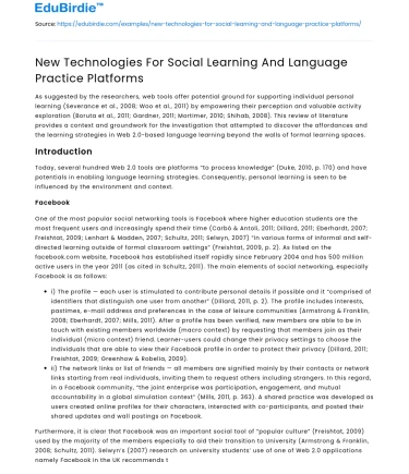 New Technologies For Social Learning And Language Practice Platforms