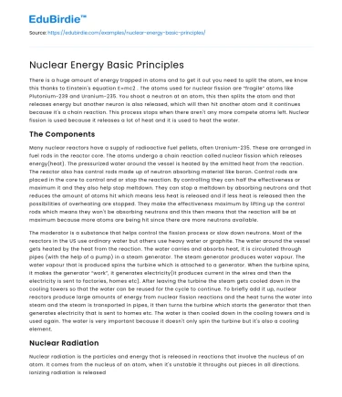 Nuclear Energy Basic Principles