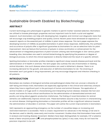 Sustainable Growth Ebabled by Biotechnology