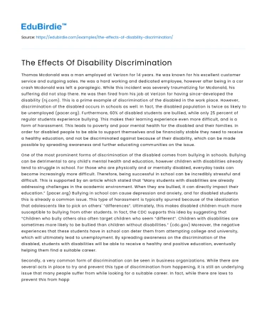 The Effects Of Disability Discrimination