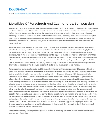 Moralities Of Rorschach And Ozymandias: Sompassion