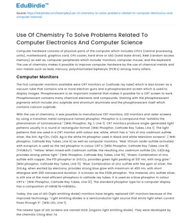 Chemistry in Computer Electronics & Science