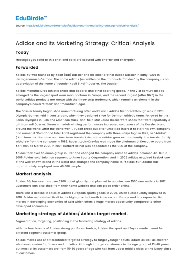 Adidas and Its Marketing Strategy: Critical Analysis
