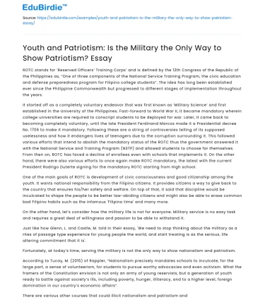 Youth & Patriotism: Is Military the Only Way?