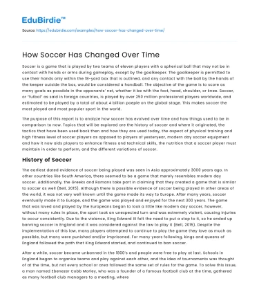 How Soccer Has Changed Over Time