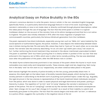Analytical Essay on Police Brutality in the 80s