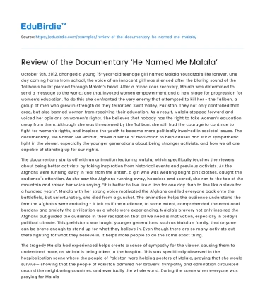 Review of the Documentary ‘He Named Me Malala’