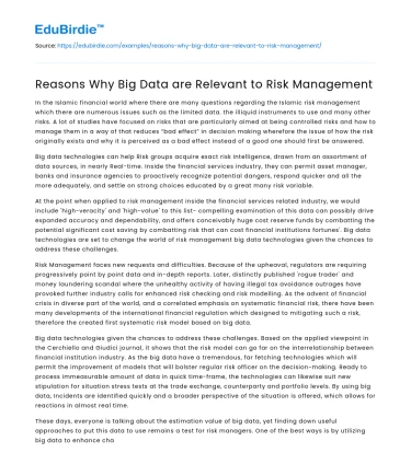 The Integral Role of Big Data in Risk Management