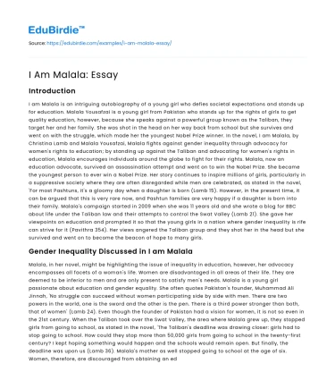 I Am Malala: Essay