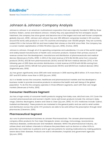 Johnson & Johnson Company Analysis