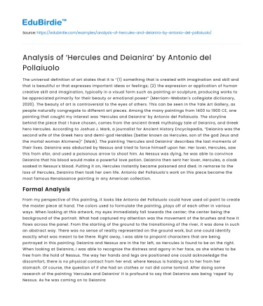 Analysis of ‘Hercules and Deianira’ by Antonio del Pollaiuolo