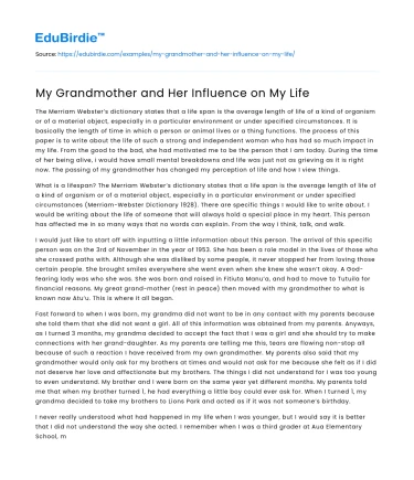 My Grandmother on My Life