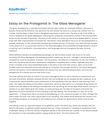 Essay on the Protagonist in ‘The Glass Menagerie’