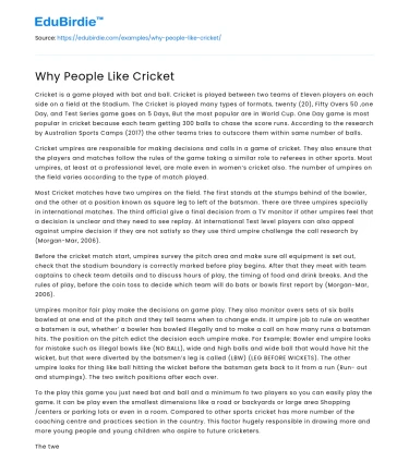 Why People Like Cricket