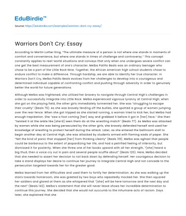 Warriors Don’t Cry: Essay