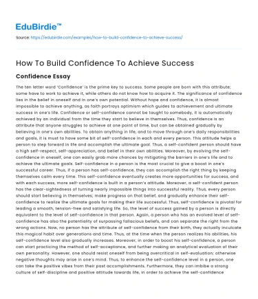 How To Build Confidence To Achieve Success