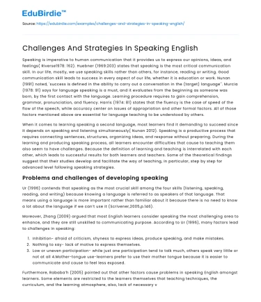Challenges And Strategies In Speaking English
