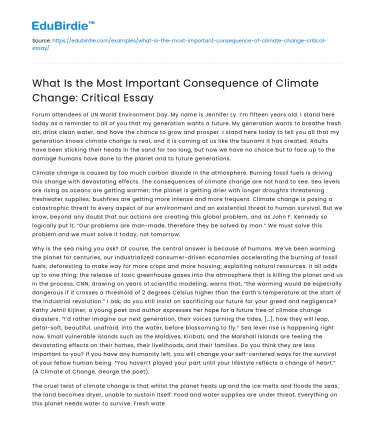 What Is the Most Important Consequence of Climate Change