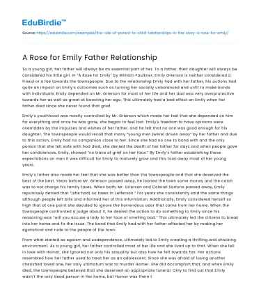 A Rose for Emily Father Relationship