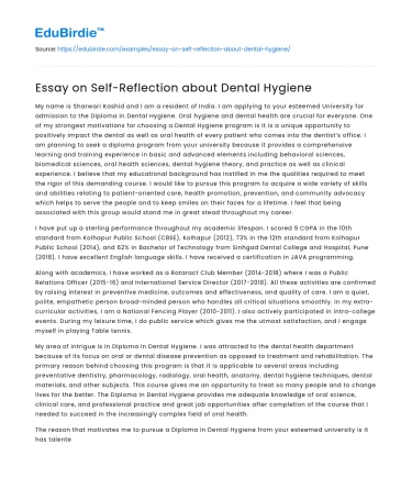 Essay on Self-Reflection about Dental Hygiene