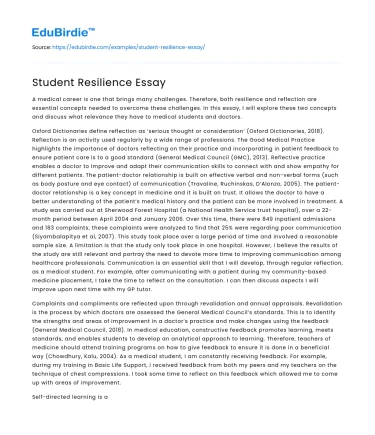 Student Resilience Essay