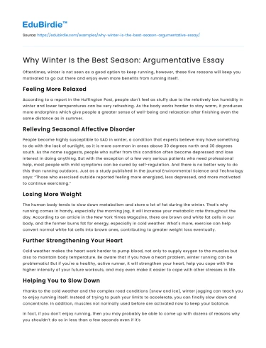Why Winter Is the Best Season: Argumentative Essay