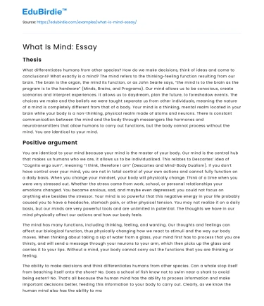 What Is Mind: Essay