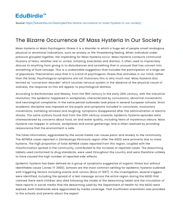 The Bizarre Occurrence Of Mass Hysteria In Our Society