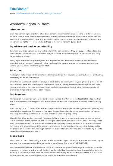 Women’s Rights In Islam