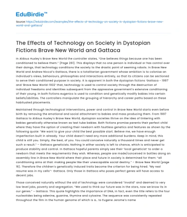 Technology’s Impact on Society in Brave New World and Gattaca