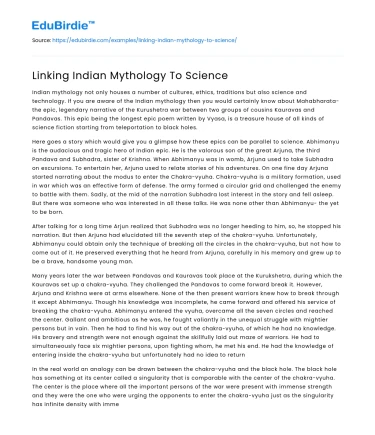 Linking Indian Mythology To Science