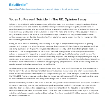 Mitigate Suicide Risks in the UK