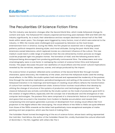 The Peculiarities Of Science Fiction Films