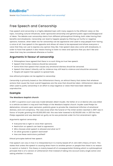 Free Speech and Censorship