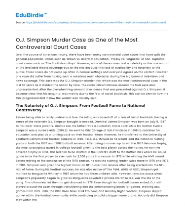 O.J. Simpson Murder Case as One of the Most Controversial Court Cases