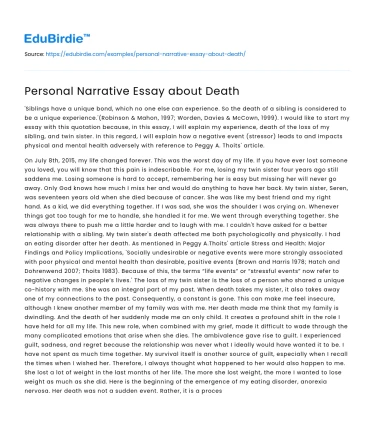 Personal Narrative Essay about Death