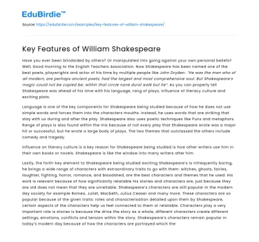 The Core Elements of Shakespeare’s Works