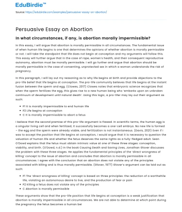 Persuasive Essay on Abortion